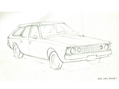 My Dad's Old Cars – 1972 AMC Hornet car drawing pencil