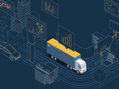 Operations business car data illustration isometric markets truck