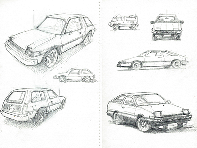 Eighties Car Sketches car cars drawing illustration pencil sketch