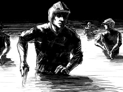 Fog black and white book bw drawing illustration pencil science fiction soldier