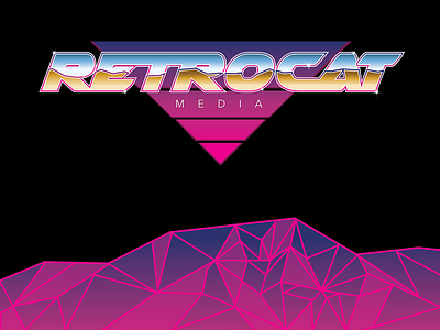 Retrocat Media Re-branding 1980s 80s branding gradient logo logotype metal pink retro