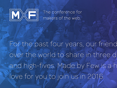 MxF Conference Branding blue conf conference design inspiration made by few mxf thin type x
