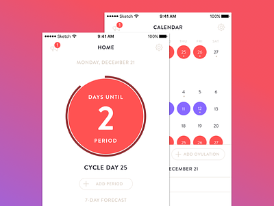 Monthly Gift iOS App design ios mobile monthly menstrual cycle period ui ux