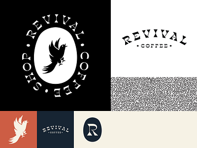 Revival Coffee Final Branding arkansas bird black branding coffee coffeeshop logo