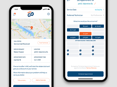 BillyGo Appointment and Scheduling screens