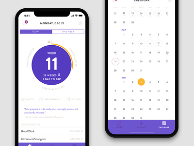 Pregnancy Tracking App app app design application application ui mobile app pregnancy purple tracking ui ux