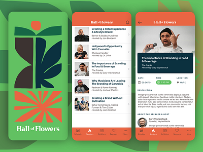 Hall of Flowers Event App app app ui cannabis cannabis branding cannabis logo cannabis packaging design event event app events ui uidesign