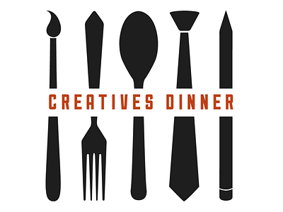 Creatives Dinner branding brush business community creatives dinner fork logo meeting meetup paint paintbrush pencil silverware spoon tie