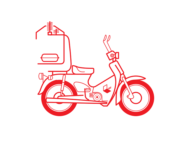 Office Move - Animated Motorbike animation illustration