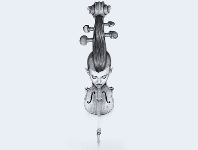the violinist blackandwhite classical classicmusic drawing haircut illustration music pencil surreal violin