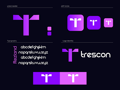 Branding Manual for Trescon app icon branding design font family gradient icon logo identity logo identity icon logomark logotype smart logo t logo tech logo typography web logo