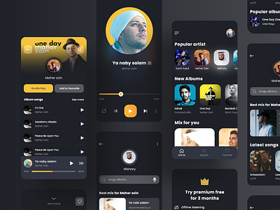 Songs Player App Design - Dark Version