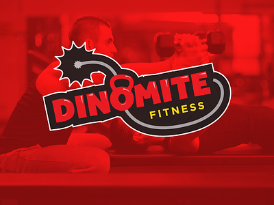 DinoMite Fitness branding dinomite fitness dynamite explosive fitness fun kettlebell logo spark vector