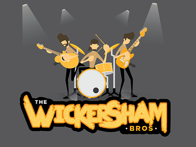 Wickersham Bros. band branding characters drum font graphic design guitar illustration logo wickersham wickersham bros