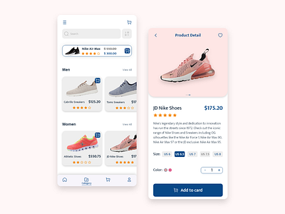Online shop - shoes adobe xd app design online shop onlineshop order shoes ui uidesign uiux