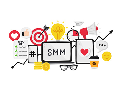 Social Media Marketing advertising business concept design digital illustration ipad pro marketing media promotion smm social strategy vector
