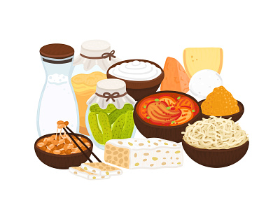 Probiotic Foods adobe illustrator design food food and drink foods health healthy illustration probiotic probiotics vector