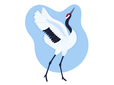 Red-Crowned Crane (Japanese crane) animal bird character crane design endangered illustration ipad pro japan japanese species vector