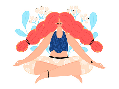 Meditation character cute design girl illustration ipad pro meditation people vector woman