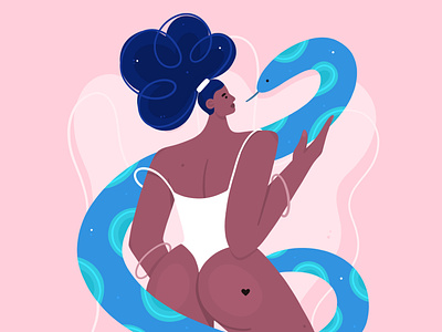 Sneaky Girl DTIYS body character design dtiys girl illustration ipad pro people snake vector woman