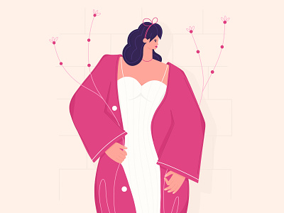 Girl in a Pink Coat character design dtiys fashion flat girl illustration people vector woman
