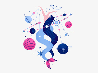 Galactic Mermaid astrology astronomy character cosmic galactic girl illustration mermaid procreate space vector woman