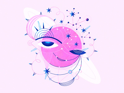Pink Supermoon astrology character cosmic illustration magic moon pink procreate space super vector