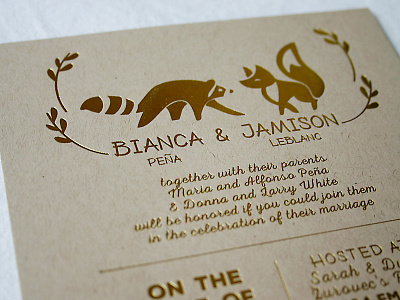 Gold Foil - Wedding Invitation gold foil illustration invitation design kraft paper wedding wedding invite