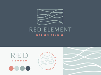 Red Element Branding branding coastal interior design logo pattern seacoast waves