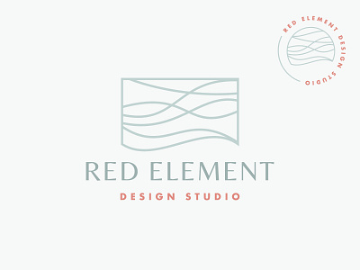 Red Element Full Logo branding coastal interior design logo waves