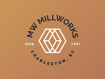 MW logo concept branding carpentry geometric mark mill millwork vector wood woodworking