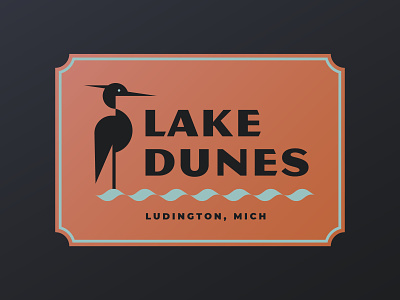 Lake Dunes bird blue heron branding dunes geometric great lakes heron logo magnesium michigan