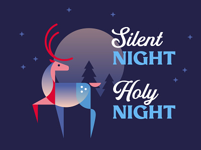 Silent Night buck card christmas deer geometric holiday illustration moon night reindeer stag winter