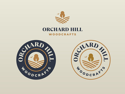 Orchard Hill branding bird brand branding hills logo mark orchard tree wood woodcrafts woodworking