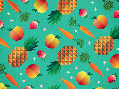 Summer Pattern apple carrot color fresh fruit magic peach pineapple strawberry summer veggies