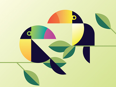 Two Cans geometric rainforest summer toucan tropical vector