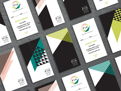 Fix Salon Business Cards branding business cards colorful geometric modern salon