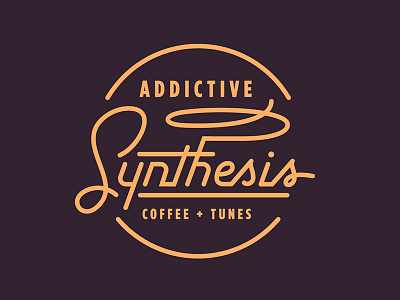 Addictive Synthesis branding coffee logo music script seal typography