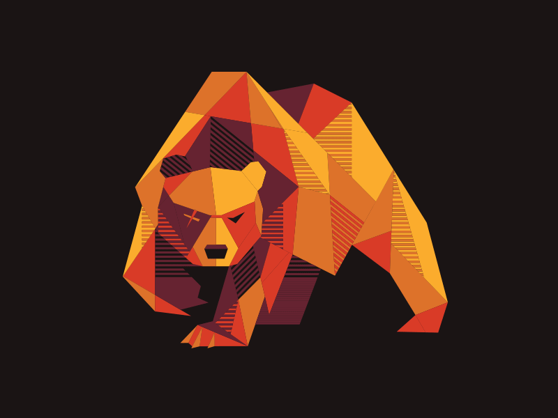 Bear in color bear geometric grizzly screen print t shirt