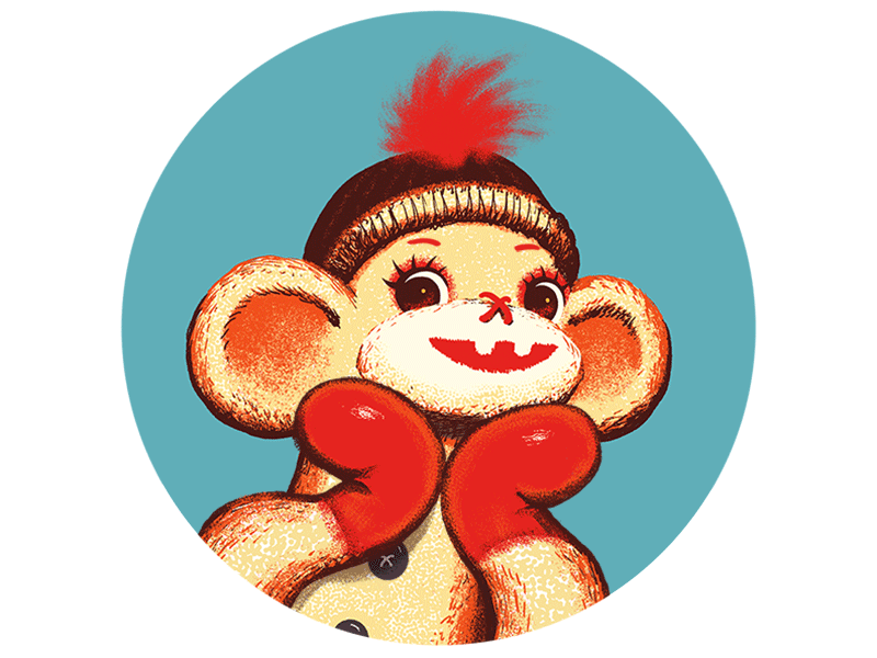 Sock Monkey Loves You illustration