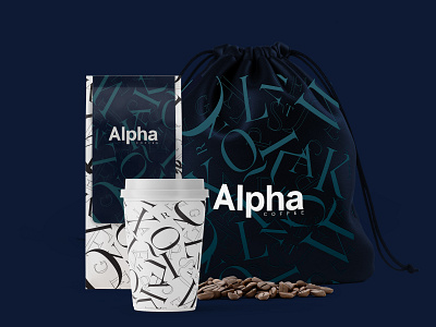 Alpha Bag And Coffee Beans branding design logo typography
