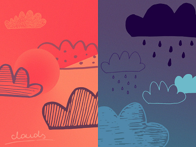 24 Hand-drawn Clouds Vector Doodles Photoshop Brushes