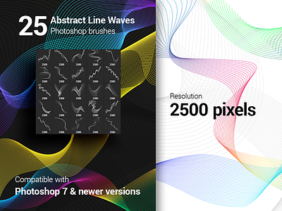 25 Abstract Line Waves Photoshop Brushes