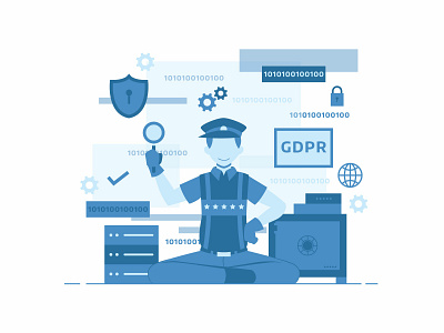General Data Protection flat gdpr icon illustration lock protection safety secure security web