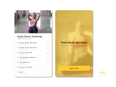 UI 062 062 62 app button daily 100 daily 100 challenge daily challenge dailyui design ui uidesign workout app workout of the day