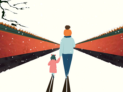 childhood -winter animation design family illustration new year winter