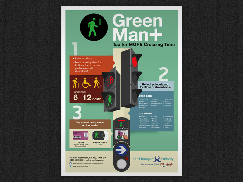 Green Man + green man plus land transport authority singapore street road transportation public