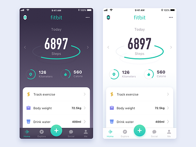 fitbit redesign app card fitbit fitness icon interface tracking ui