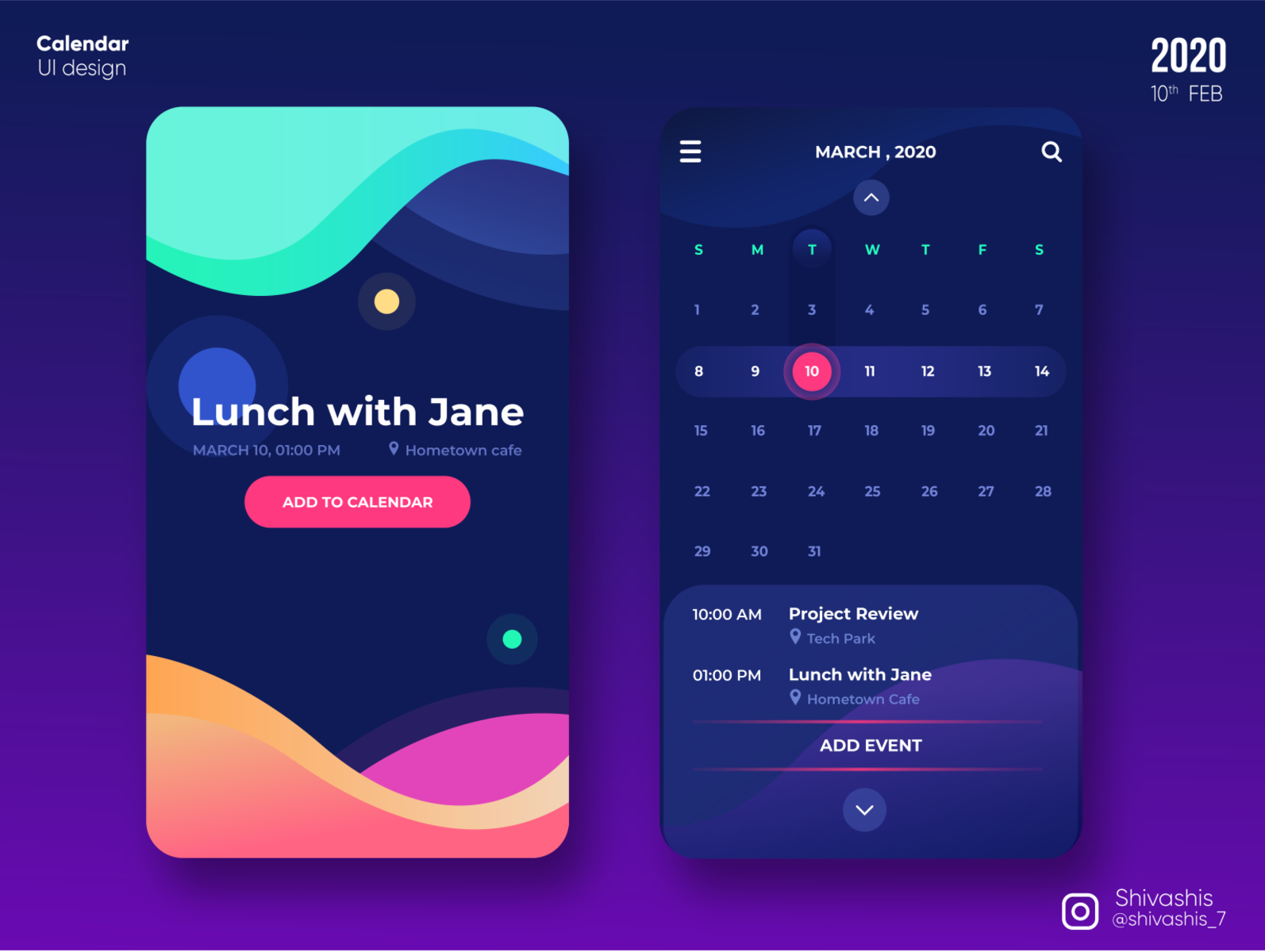 CalendarUI by Shivashis on Dribbble