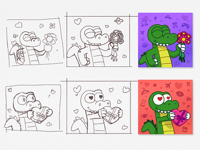 Croco Valentine – Sketch to Vector